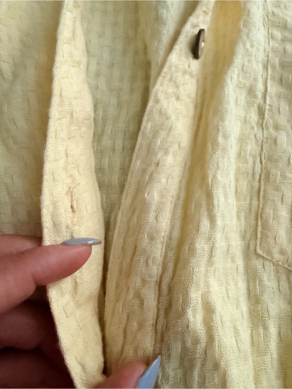 **Flawed** Free People Yellow Button-Front Textured Jumpsuit - Picture 4 of 11